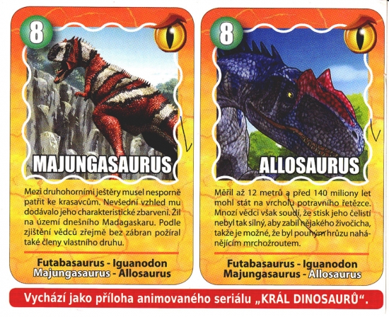 Karty Král Dinosaurů - dinokvarteto 8 Majungasaurus a Allosaurus